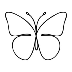 Dibujo de línea continua de mariposa con alas abiertas  © teracreonte