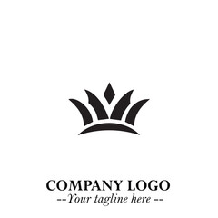 Elegant Black Crown Logo Symbol on a Clean White Background for Premium Branding Design