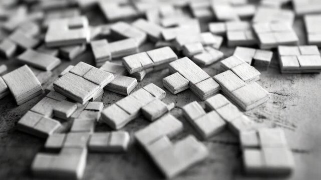 A collection of identical squares on the surface.