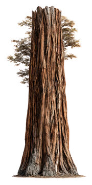 Giant sequoia tree trunk isolated on transparent background