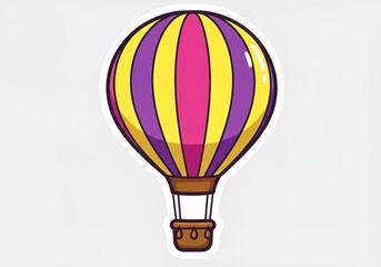 Obraz premium Colorful Hot Air Balloon Illustration Flying High in the Sky.
