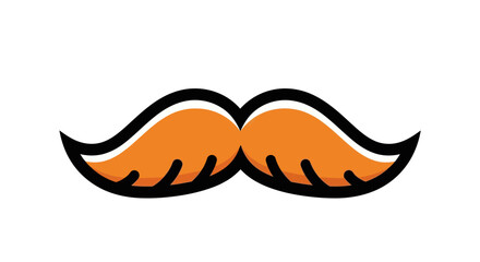 Orange Mustache Illustration - Retro Facial Hair Icon for Fun Designs and Symbols