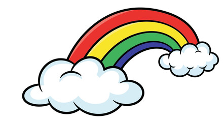 Obraz premium Colorful Rainbow with Clouds A Cheerful Illustration for Designs, Educational Materials, and Creative Projects