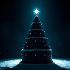 christmas tree with snow