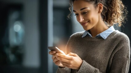New email notification interaction concept showcasing a focused person engaging with a smartphone in a modern indoor setting during evening hours - Powered by Adobe