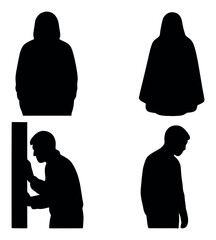 Silhouette figures against yellow background