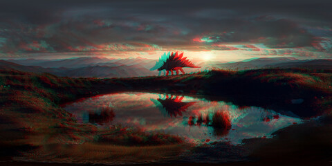 Stegosaurus v2 8K VR 360 anaglyph 3d
