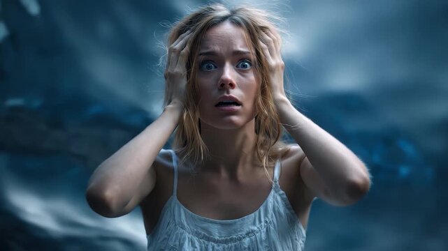 Exploring the emotional turmoil of panic attacks through a powerful representation of mental health struggles in a dimly lit environment