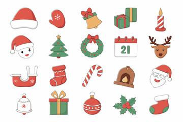 Cute Christmas Icon Set – Festive Holiday Clipart Collection