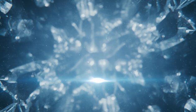 Shimmering ice fractal suggesting cosmic birth vision meditation theme and cold universe mystery
