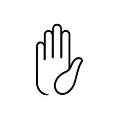 Obraz premium A simple black and white outline illustration of a human hand, palm facing forward, fingers extended.