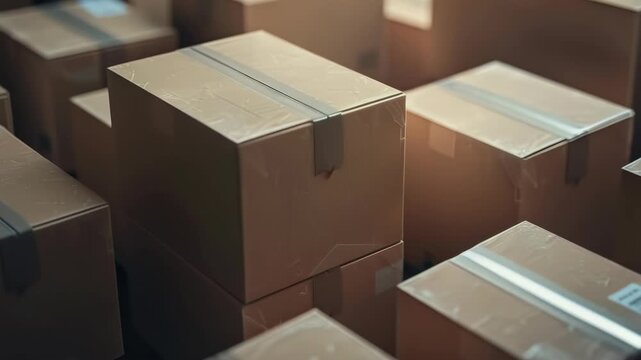 Rich brown wooden boxes piled on top of each other, ready for sale or storage.