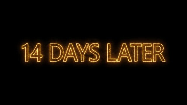 neon text animation &ldquo;14 days later. futuristic neon typography animation 14 Days Later. flickering neon inscription 15 days later