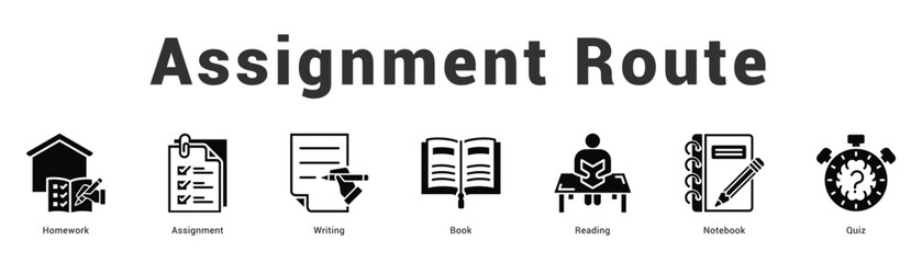 Assignment Route Modern and clean web banner illustration featuring thematic icons for visual communication