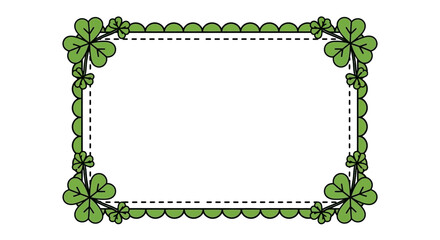 St. Patrick's Day themed scalloped rectangle shamrock border frame design for festive projects