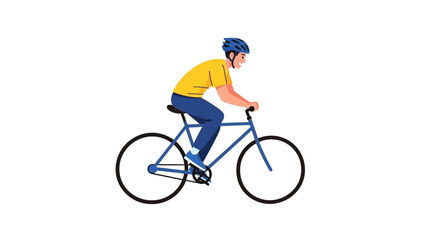 Fototapeta premium Cyclist Riding Bicycle Vector Illustration of a Person on a Bike, Isolated on White Background