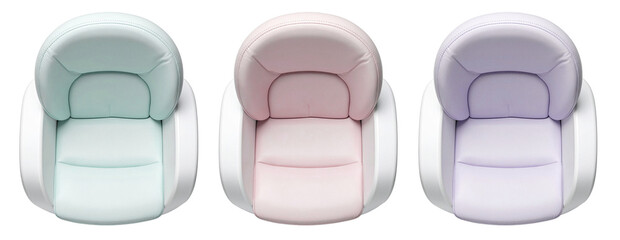 top view of single seat cushioned armchair for toddler or kids collection isolated on white