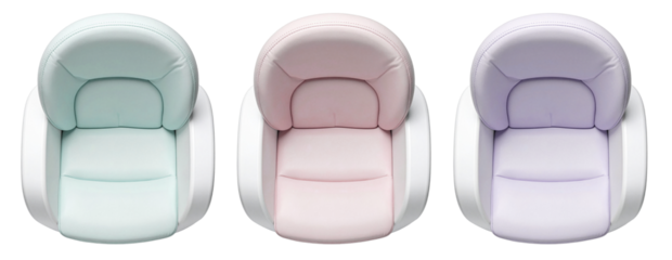 top view of single seat cushioned armchair for toddler or kids collection isolated on white