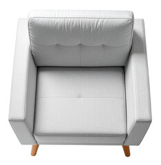 top view of grey single seat sofa with detail textures isolated on white