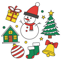 Christmas Decoration Clipart – Tree, Bauble, Gift, House
