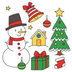 Christmas Decoration Clipart – Tree, Bauble, Gift, House