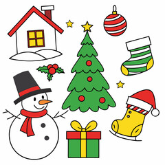 Christmas Holiday Elements Illustration for Kids
