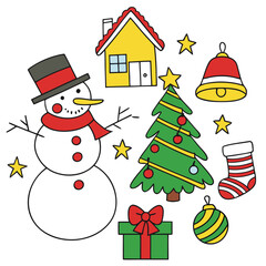 Merry Christmas Doodle Pack – Snowman, House, Stars