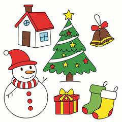 Merry Christmas Doodle Pack – Snowman, House, Stars