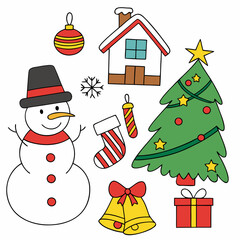 Festive Christmas Elements Bundle – House, Gifts, Ornaments