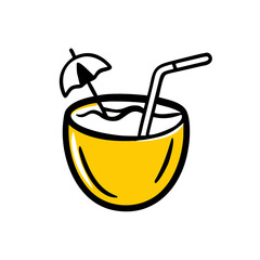 a flat gradient outline icon of a coconut drink for web and graphic design
