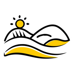 a flat gradient outline icon of a countryside landscape for web and graphic design
