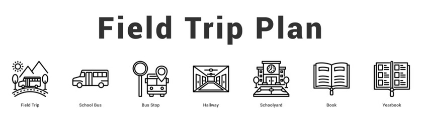 Field Trip Plan Modern and clean web banner illustration featuring thematic icons for visual communication