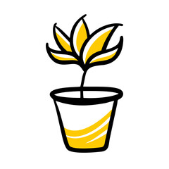 a flat gradient outline icon of a flower pot for web and graphic design