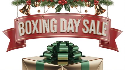 Boxing Day sale advertisement, banner, poster, Festive social media post, Winter Holiday Business Illustration, created with generative ai