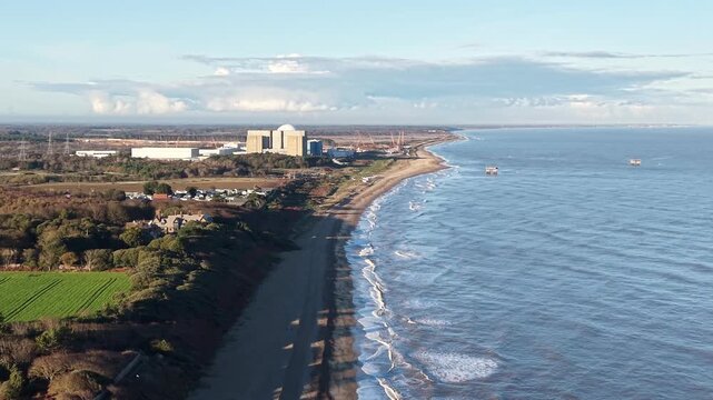Sizewell Nuclear power Station new sizewell C under construction aerial