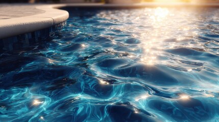 Minimal Blue Water Ripple Background with Soft Sunlight Reflections for Fresh Summer Banner or Product Template