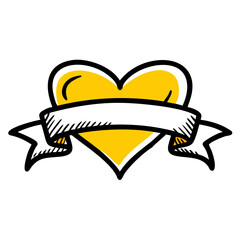 a flat gradient outline icon of a heart banner for web and graphic design