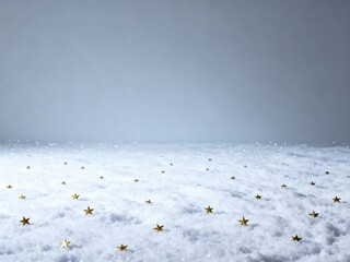 Snowy Field Of Golden Stars Sparks Wonder And Festive Winter Magic For Holiday Decor And Creative Stock