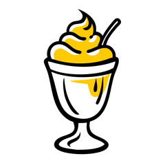 a flat gradient outline icon of an ice cream sundae for web and graphic design