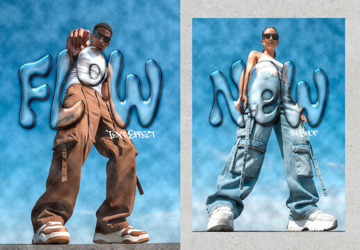 Flow Liquid Chrome Text Effect