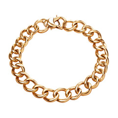 Obraz premium Gold chain bracelet with large interlocking links isolated on transparent background