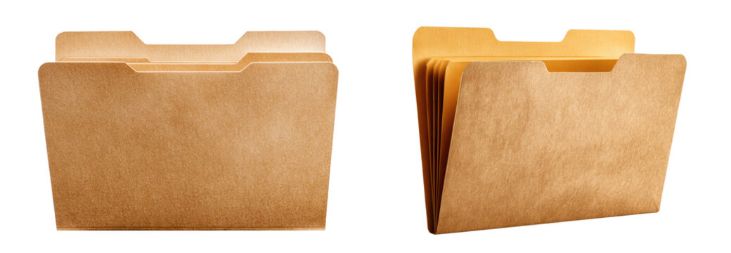 set of office folders in 3d isolated on white or transparent png