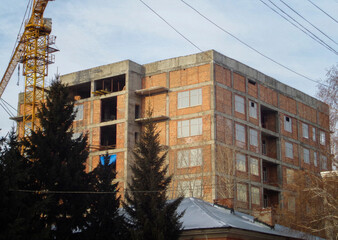 Building under construction. Residential building. Urban grunge. Ust-Kamenogorsk (kazakhstan)