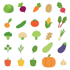 Hand Drawn Green vegetable illustration set isolated on white vector illustration