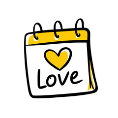a flat gradient outline icon of a love calendar for web and graphic design