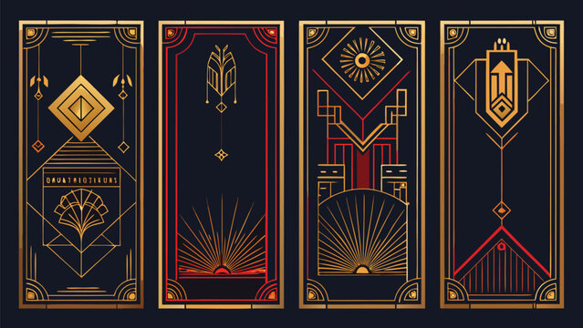 Stylish Gatsby party flyer template showcasing a glamorous art deco theme with ornate borders and classic fonts..eps