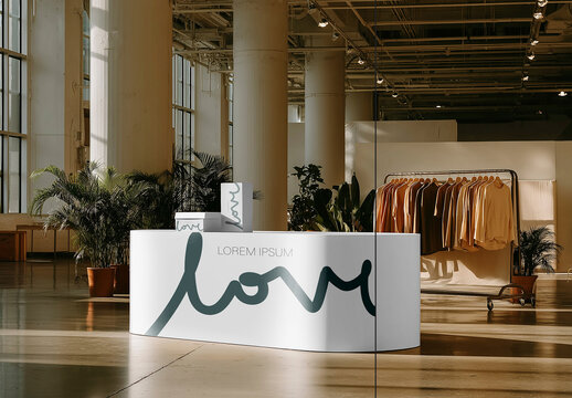 Modern Indoor Retail Counter Mockup