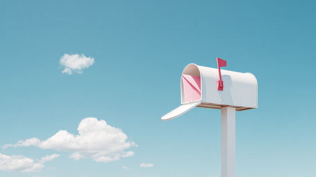 A mailbox under a blue sky, perfect for sending greetings and messages.