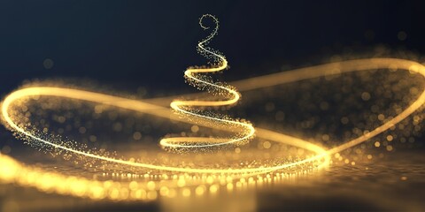 Sparkling golden light creates a magical spiral tree form against a dark gradient background