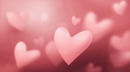 Minimal Pastel Pink Valentine Heart Background with Soft Light for Romantic Banner or Template